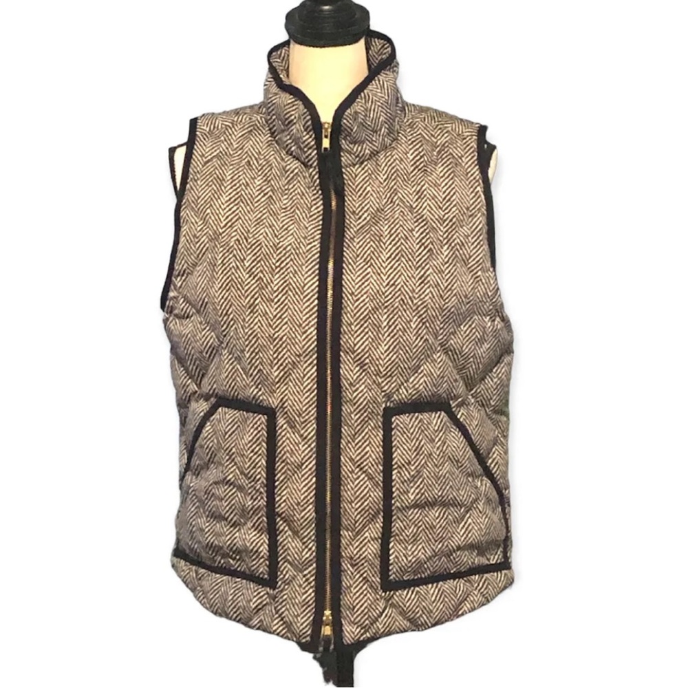 J. Crew Down Fill Puffer Vest Medium Herringbone